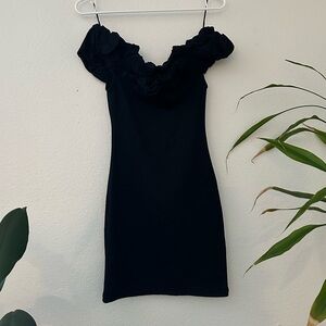 Zara Black Off The Shoulder Ruffle Dress